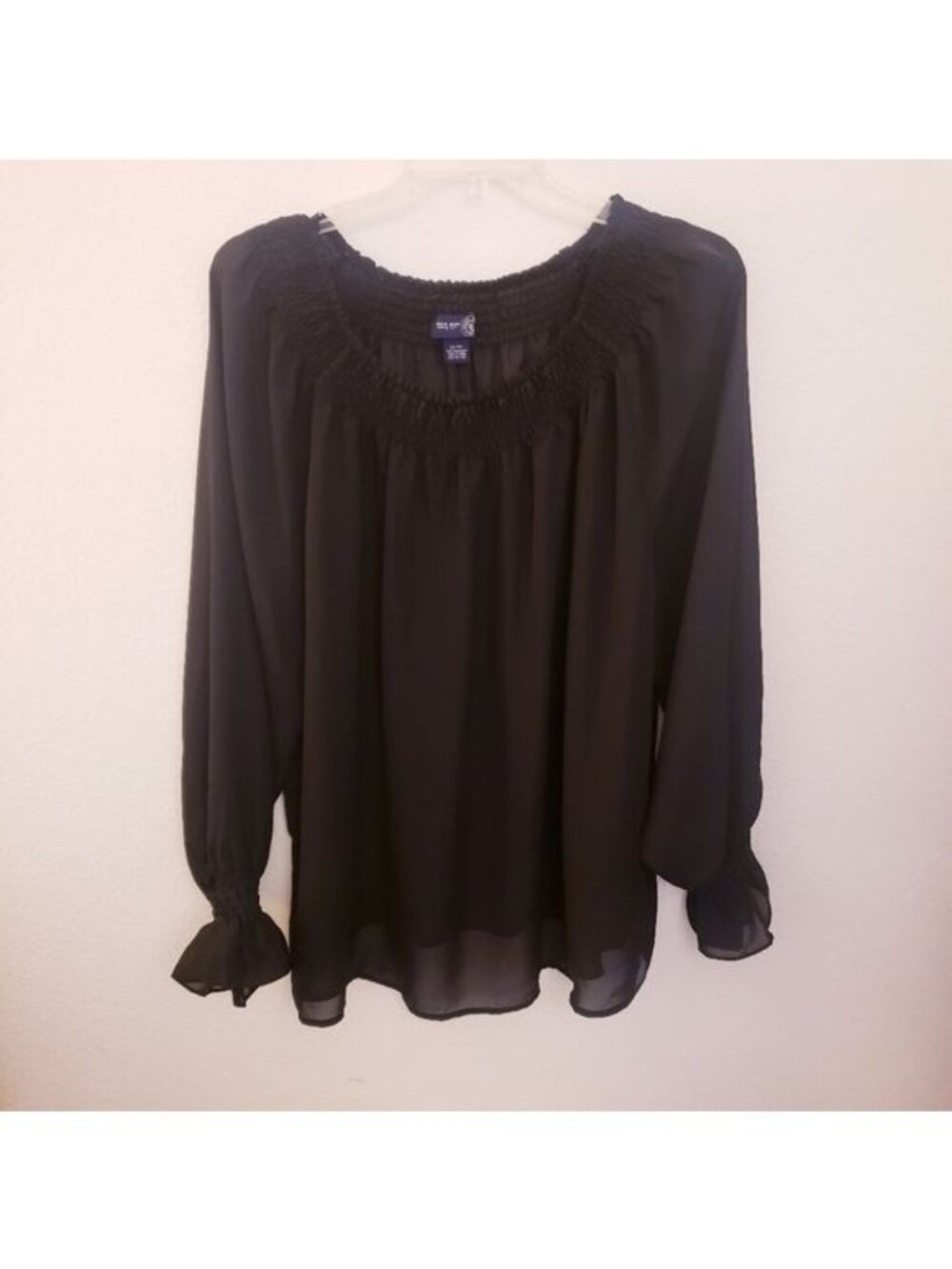 Vintage Venezia Lane Bryant Sheer Black Off The Shoulder Tunic Top 26/28 EUC